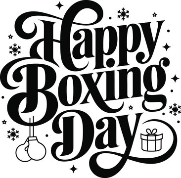 Happy Boxing Day typography | Boxing day sale banner template| Celebrated on December 26th, Boxing Day  Vector Illustration