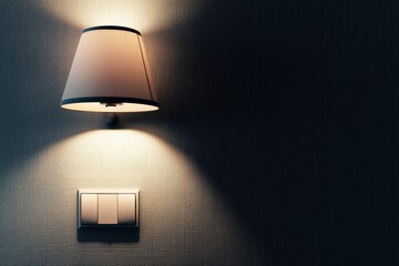 Poster - Wall lamp casting warm light near a modern light switch in an indoor setting