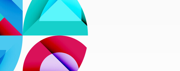 Leinwandbilder - Abstract geometric shapes, vibrant colors, overlapping forms. Minimalist design, clean lines, modern aesthetic. Bright palette, dynamic composition, simple elements.