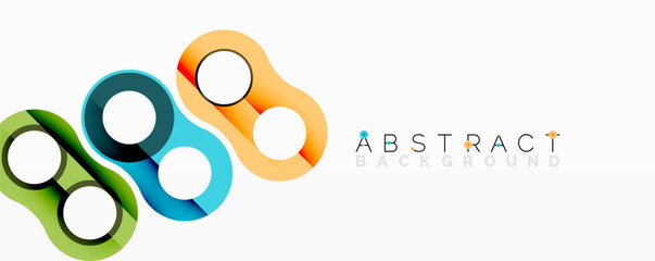 Poster - Bright circles connect forming abstract shapes. Modern design, vibrant colors, clean lines. Perfect for backgrounds, presentations, branding.