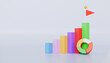 © Sloek Prey - Growing bars graphic rising forward achievement goal, Business chart graphics and statistics concept 3d illustration