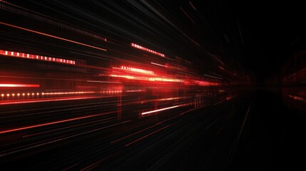 Poster - abstract red light streaks creating a dynamic motion effect in a dark environment
