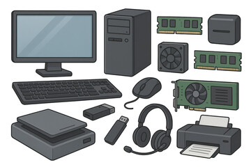 Poster - Computer Elements Collection for Simple Graphic Design Projects