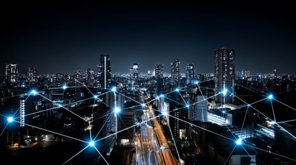 Poster - The 5G wireless network enables high-speed internet, cloud computing, and connection diagram technology for data storage, services, synchronization, and online financial transactions, promoting