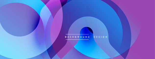 Aufkleber - Abstract colorful circles overlap creating dynamic visual effect. Smooth gradients blend purple, blue hues. Modern design element.