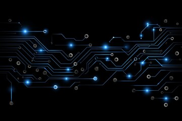 Poster - The background features blue tech circuit board lines and is related to generative ai