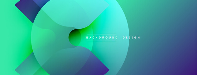 Poster - Abstract design. Overlapping circles create dynamic gradient effect. Blue, green, purple hues blend seamlessly. Modern aesthetic. Minimalist composition.