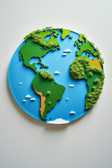 Poster - Environmental awareness day. 3D globe art with vibrant colors and textured landscapes.