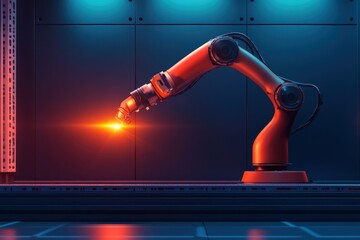 Poster - Robotic arm performing precision welding in a futuristic industrial setting