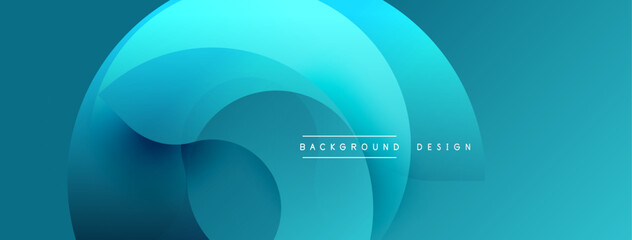 Poster - Abstract blue layers create dynamic circular design. Smooth gradients suggest depth, modern aesthetic. Minimalist style, perfect backdrop.