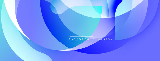 Poster - Abstract blue design. Overlapping layers create dynamic flow. Smooth gradients, modern aesthetic. Minimalist composition, vibrant colors. Perfect backdrop for presentations.
