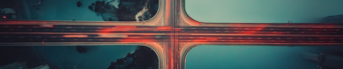 Fototapete - Smart City Mobility 2030 Futuristic Urban Infrastructure Visualization with AI-Driven Traffic Flow Optimization - Next-Gen Transportation Network Design