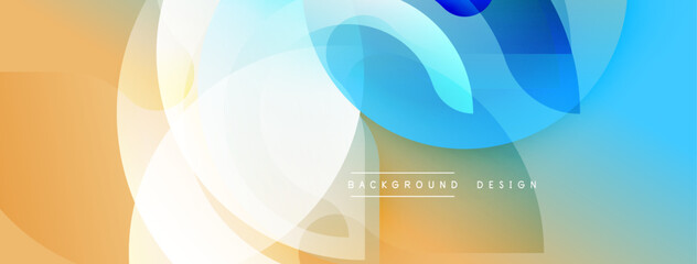 Poster - Abstract shapes overlap, creating vibrant blue, orange gradients. Smooth transitions, modern design, perfect for digital backgrounds or presentations.