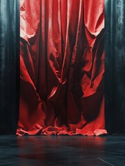 Aufkleber - Immersive Theater Design Dramatic Red Velvet Stage Curtains - Cinematic Performance Art and Moody Visual Storytelling for Creative Industries