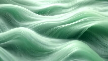 Poster - Abstract fluid art in shades of mint green forming gentle waves and subtle swirls of color creating a smooth texture and organic forms