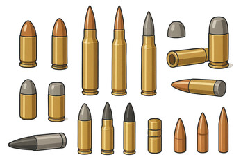 Poster - Various Types of Bullets and Ammunition Elements for Design Use