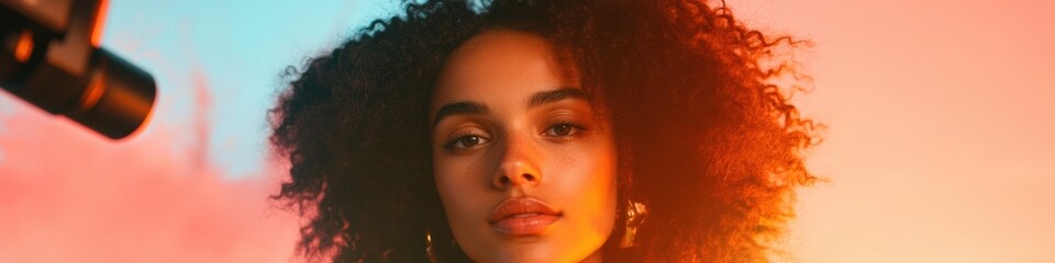 Leinwandbilder - Cinematic Gen Z Content Creator Empowering Digital Storytelling with Atmospheric Studio Lighting, Authentic Millennial Aesthetic and Inclusive Media Production
