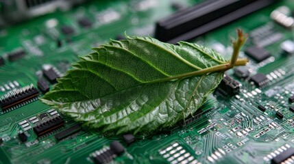 Poster - Merging nature and technology using eco-friendly computing, IT ethics, and sustainable technology incorporated into a computer circuit board