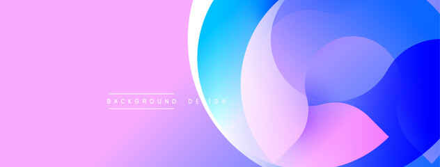 Fototapete - Abstract design. Smooth gradients, pink, blue hues. Overlapping circles create dynamic visual effect. Minimalist style, modern aesthetic. Clean, simple composition.