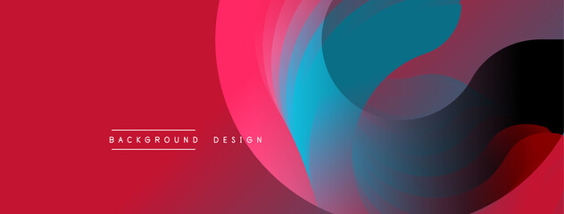 Poster - Abstract design. Overlapping circles create dynamic visual effect. Red, blue, purple hues blend smoothly. Modern, vibrant background.