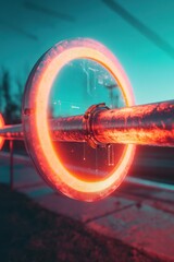 Fototapete - Futuristic IoT Utility Infrastructure Holographic Smart Pipeline Monitoring with Advanced Digital Visualization for Predictive Maintenance and Resource Optimization