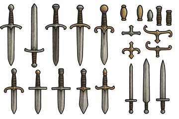 Poster - Collection of Various Sword Designs for Creative Projects