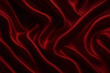 Poster - Crimson Silk Elegance: Intricate folds and luxurious textures dance in this stunning close-up, where rich shades of red fabric weave a story of sophistication.