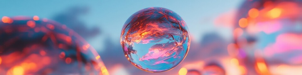 Fototapete - Fluid Dynamics Meets Digital Art Holographic Spherical World in Vibrant Chromatic Fusion - Immersive Visual Innovation for Tech and Creative Industries