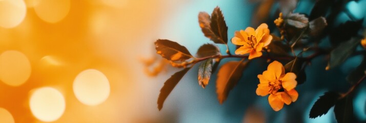 Poster - Vibrant Botanical Macro Golden Bloom Illumination with Soft Bokeh - Contemporary Nature Art for Wellness Design and Mindful Visual Storytelling