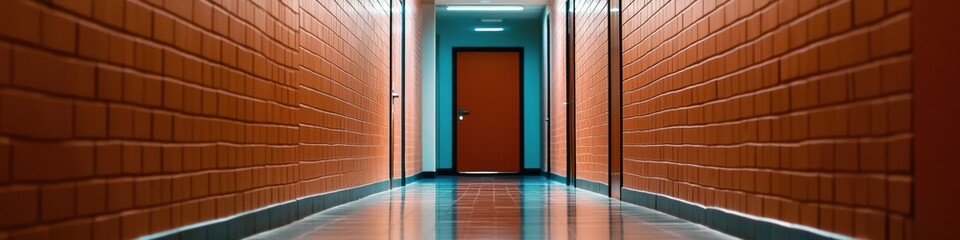 Poster - Urban Safety Design Minimalist Architectural Emergency Exit Corridor with Ergonomic Panic Bar - Industrial Infrastructure Innovation for Rapid Evacuation Solutions