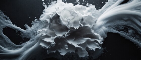 Poster - Monochromatic Dynamic Fluid Motion High-Contrast Liquid Sculpture Visualizing Cutting-Edge Scientific Visualization and Immersive Digital Art Technology