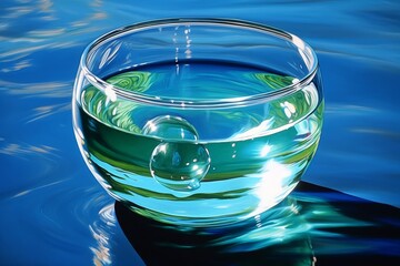 Poster - Elegant minimalist bowl of water captured in soft light tones with refined, subtle details.