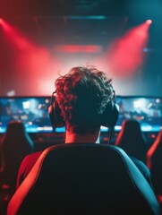 Aufkleber - Immersive Esports Performance Next-Gen Gaming Arena with High-Intensity Gen Z Digital Athlete in Cinematic Cyberpunk Lighting Environment
