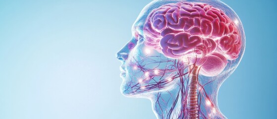 Leinwandbilder - Neuro-Digital Wellness Visualization Advanced Anatomical Mapping of Vagus Nerve Pathways in High-Resolution Medical Imaging for Precision Health Innovation