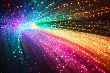 Poster - Colorful light trails create a vibrant abstract design in a digital art composition