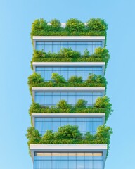 Aufkleber - Vertical Green Revolution Innovative Biophilic Skyscraper Design Showcasing Urban Sustainability, Climate Adaptation, and Eco-Conscious Architectural Transformation