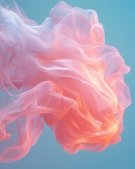 Aufkleber - Ethereal Perfume Day Aesthetic Fluid Coral-Pink Smoke Texture for Luxury Fragrance Marketing and Sensory Branding Innovation