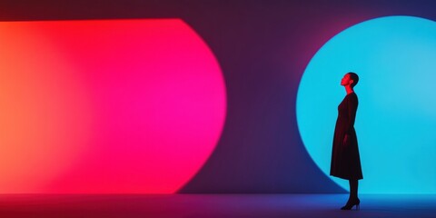 Poster - Chromatic Solitude Immersive Gen Z Brand Experience in Neon-Drenched Minimalist Space - Emotional Design and Digital Marketing Visual Storytelling