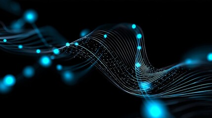 Aufkleber - High tech technology features a geometric and connection system set against a digital data abstract background