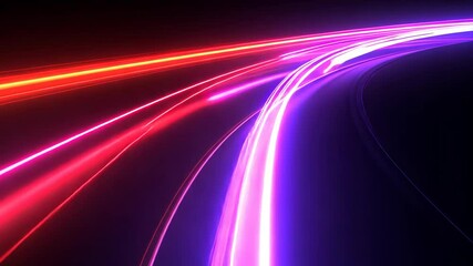 Poster - Streaks of vibrant red and purple light trails against a dark backdrop for fast paced future concepts