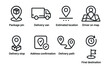 © Svitlana - Delivery process icons set: tracking, maps, stops, and destination in linear style