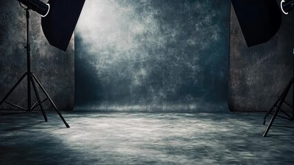 Poster - Modern Studio Setup with Soft Lighting and Neutral Backdrop Ideal for Photography Sessions and Professional Portraits in Artistic Environments