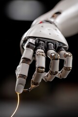 Poster - High-quality image of an android or AI hand interacting with an abstract network