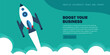 © jadamprostore - Boost your business landing page template. Spaceship takes off into space