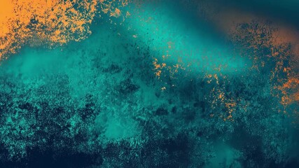 Poster - abstract vibrant colors blending artfully in orange and teal creating a mesmerizing textured backgro