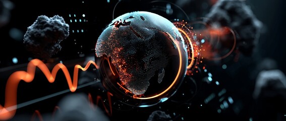 Poster - An image of a planet created using computer technology, representing a concept of futuristic advancements