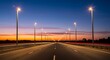 © Thuy - Twilight Highway: A Scenic Nighttime Road at Sunset AI Generated