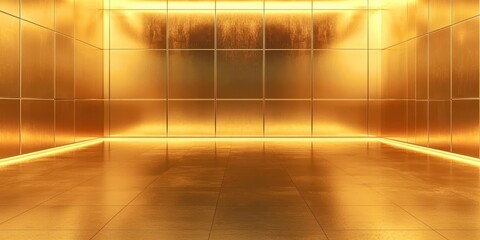 Poster - a gold room with a shiny floor and walls