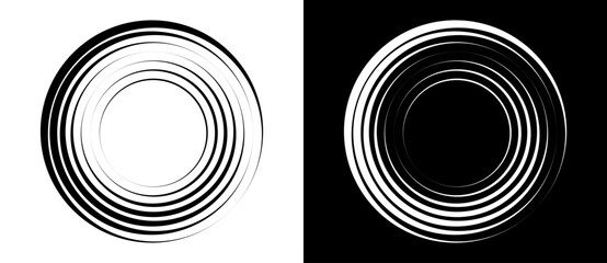 Poster - Abstract background with lines in circle. Art design spiral as logo or icon. A black figure on a white background and an equally white figure on the black side.