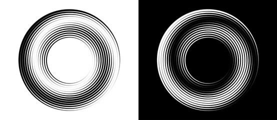 Aufkleber - Abstract background with lines in circle. Art design spiral as logo or icon. A black figure on a white background and an equally white figure on the black side.
